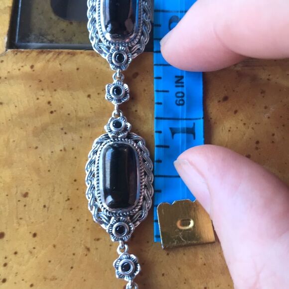 Natural Shungite Sterling Silver Toggle Bracelet - Picture 6 of 6